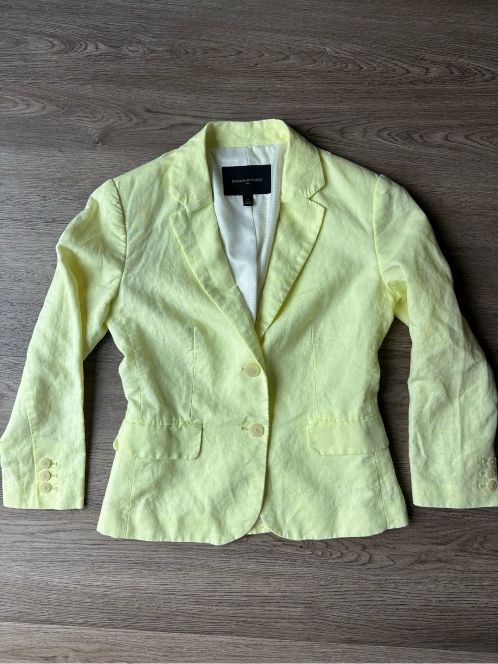 Banana Republic Pale Yellow Linen Blend Blazer Jacket